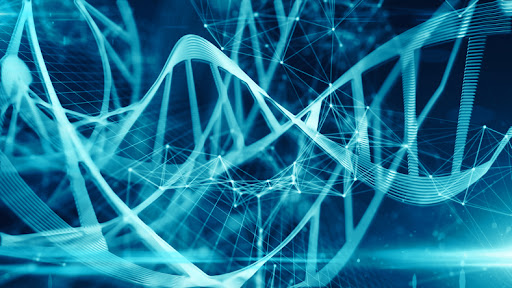 Biotech or biotechnology genetics and DNA modification of evolution chemistry of organic molicules conceptual graphic